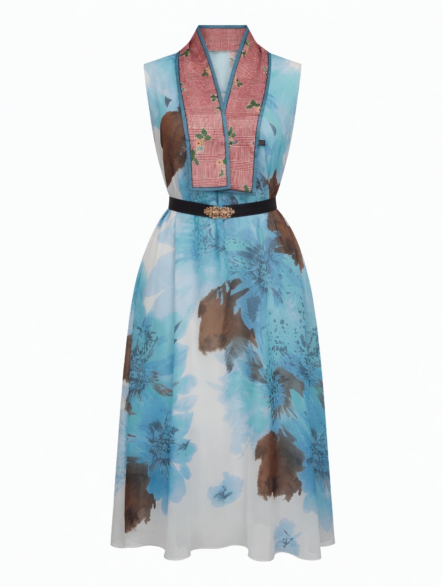 Azure Bloom Sleeveless Dress